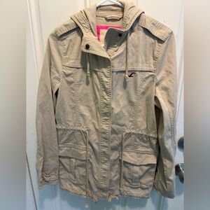 Hollister Tan Jacket with Pink Accents